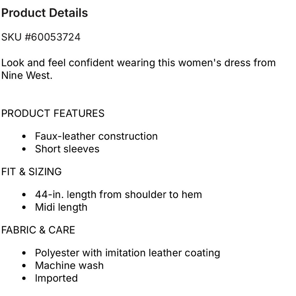 Price Drop! 🔥 Nine West: Pleated/ Wrap Look/ V Neck/Faux Leather Dress - Picture 5 of 6
